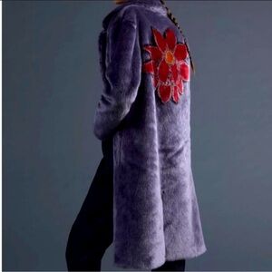 Anthropologie Unreal Moonflower Faux Fur Coat Size x-small